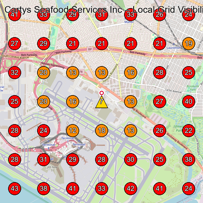Cartys Seafood Services Inc GeoGrid visibility map for Logistics Service in Jamaica